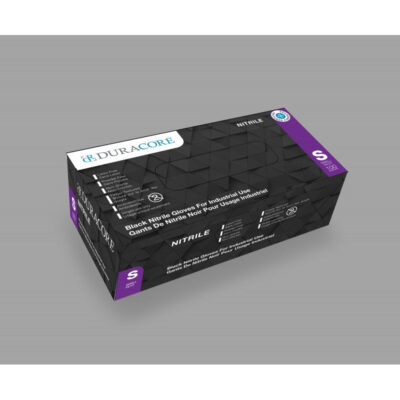 DuraCore Nitrile Gloves – Black, Industrial, 6 Mil, Small, 100 pcs/Box