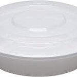 Dynasco Microwavable Round Container Combo – Regular Weight, White, 7″, 24 oz, 150 Sets/Case