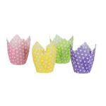Tulip Baking Cups – 2″ x 6.25″, Spring Polkadot, Assorted Colors, 1000/Case