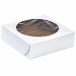 Corrugated White Pie Box with Window – 8″ x 8″ x 1.5″, 100 pcs