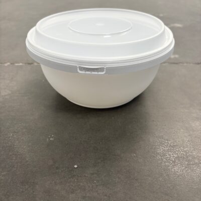 White Sealable Round Microwaveable Bowl Combo – Clear Lids, Frozen-Safe, 44oz, 300 Sets/Case