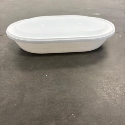 White Sealable Oval Microwaveable Container – Clear Lids, Frozen Safe, 42 oz, 200 Sets/Case