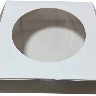 White Cake Box with Window – 8″ x 8″ x 2.5″, 100 pcs