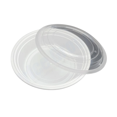 White Round Take-Out Microwaveable Container with Clear Lid – 7″, 24 oz, 150 Sets/Case