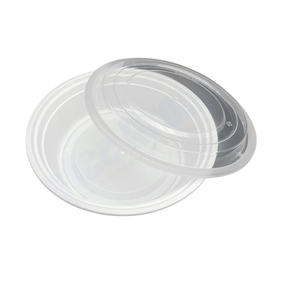 24ozWhiteRoundTake-OutMicrowaveableContainerwithClearLid