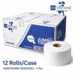 Hawthorn Jumbo Toilet Paper Roll – 1-Ply, 2000 ft, 12 Rolls/Case