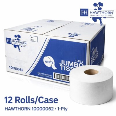Hawthorn Jumbo Toilet Paper Roll – 1-Ply, 2000 ft, 12 Rolls/Case