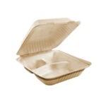 Planetize Sugarcane Bagasse Container – Kraft, 3-Comp, 9″ x 9″ x 3″, 200 pcs