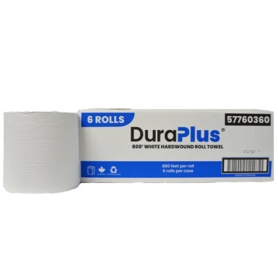 DuraPlus Hardwound Paper Towel  – White, 7.85″ x 800 ft, 6 Rolls/Case – 57760360