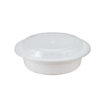 White Round Take-Out Microwaveable Container with Clear Lid – 6″, 16 oz, 150 Sets/Case