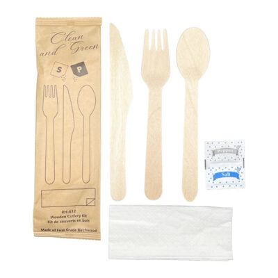 RH Wooden Cutlery Kit 6 in 1(F, K, S, N, S, P) 500 Sets