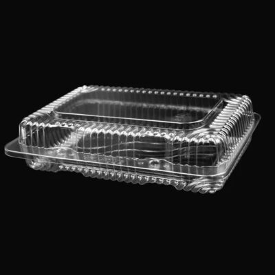 Clear Hinged plastic Container VEL-052, 9.3″X6.8X2.25” (236X172X57mm)- 400pcs