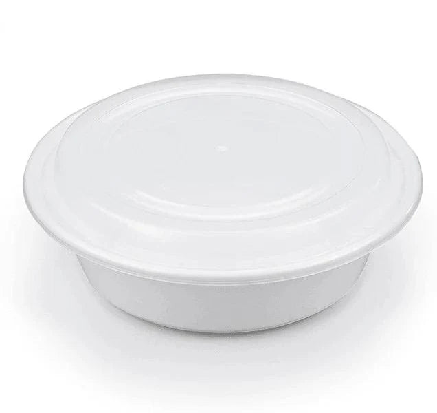WhiteRoundTake-OutMicrowaveableContainerwithClearLid