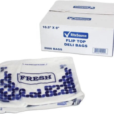 RiteSource High-Density Flip Top Deli Bag, “Fresh Stock” Print – 10.5″ x 8″