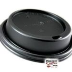 Golden Maple Plastic Black Dome Lids For Coffee Cups, 8oz, 50pcs