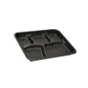 Rectangular Pebble Box Cafeteria & School Lunch Tray – Black, 5-Comp, 10.125 x 8.188 x 1.063″, 240/Case
