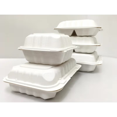 Ecomates Pebble Microwave Clamshell- Snap Lock– 8″ x 8″ x 2.7″, 3-Comp, 150/cs